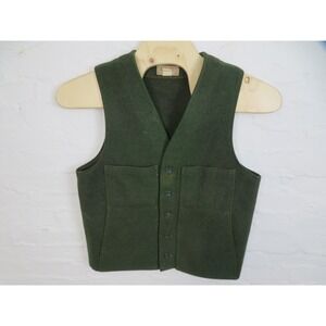 Vintage Filson Vest Mens 42 Green Button Front Hunting Wool Mackinaw USA Made